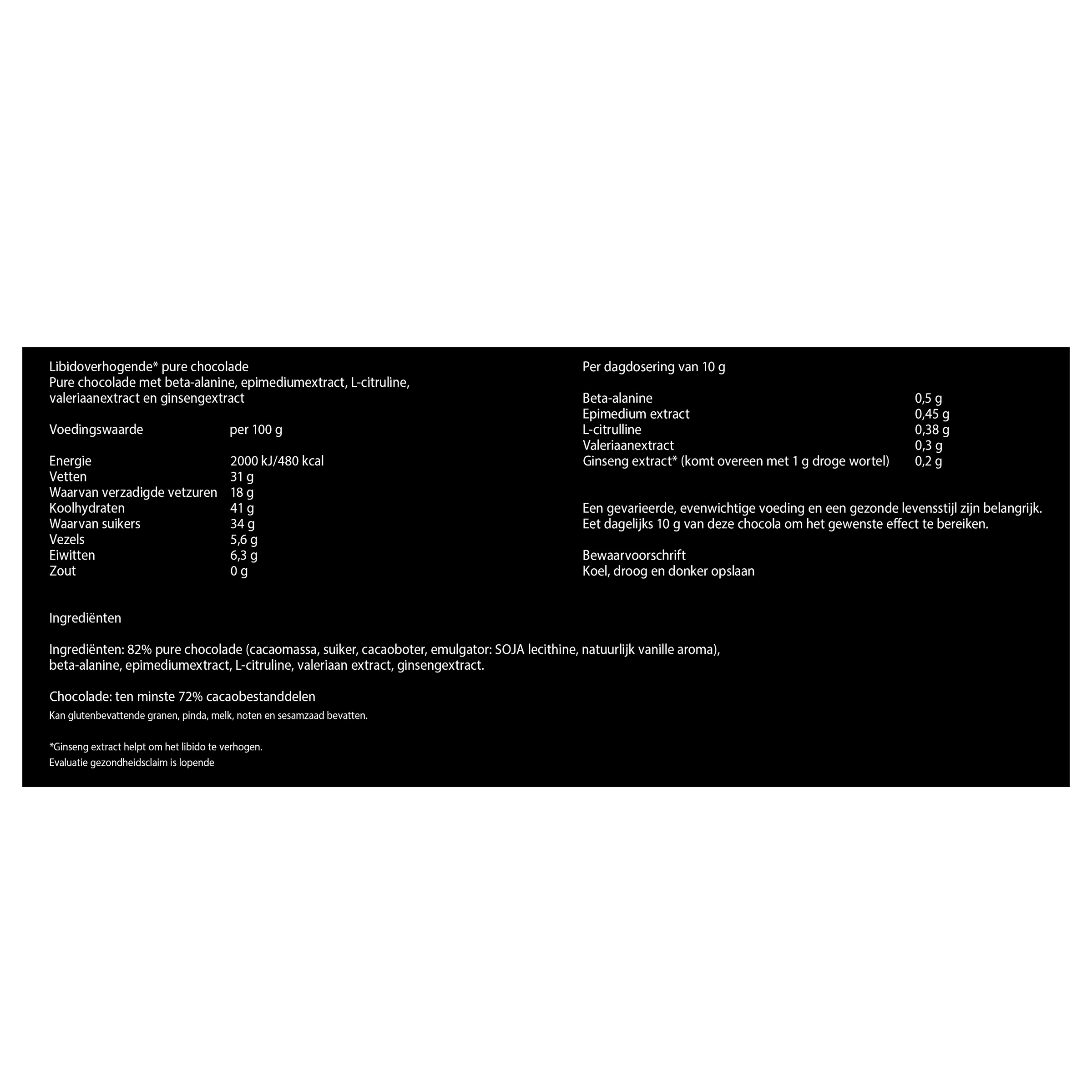 Sense tab chocholate ingrediënten